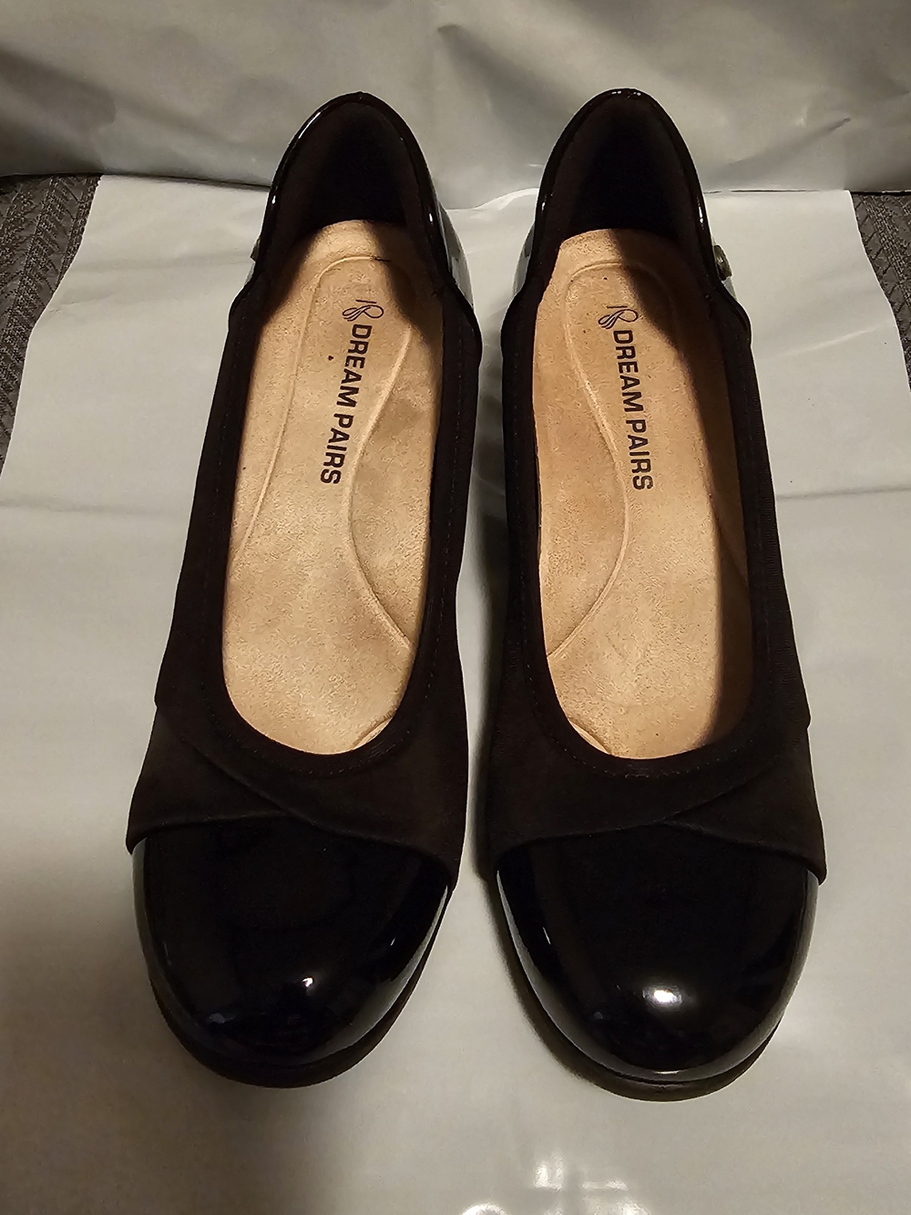 Dream Pairs Black Patent Toe Women's Chunky Heel